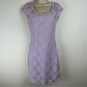Abercrombie and Fitch Bodycon Lilac Floral Lace Mini Dress sz M Fairy Angelcore